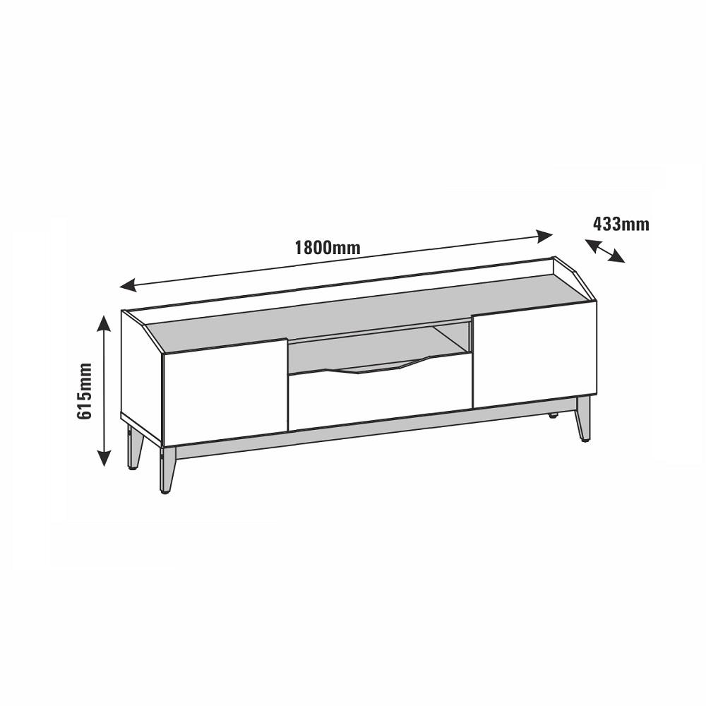 Rack Sala Ravena para TV até 60 Polegadas c/ Pés de Madeira  Off White/Noce