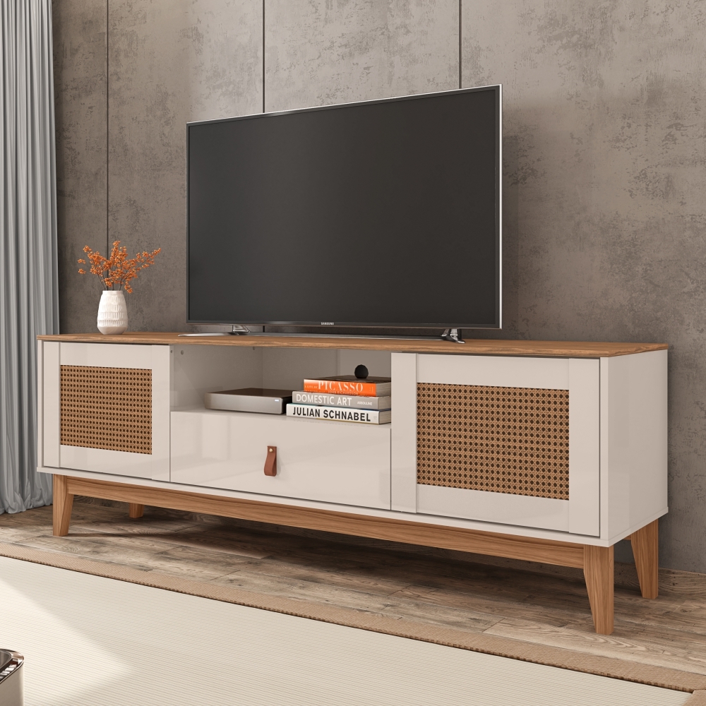 Rack para TV Havertz com Pintura Efeito Palha Off White/Noce