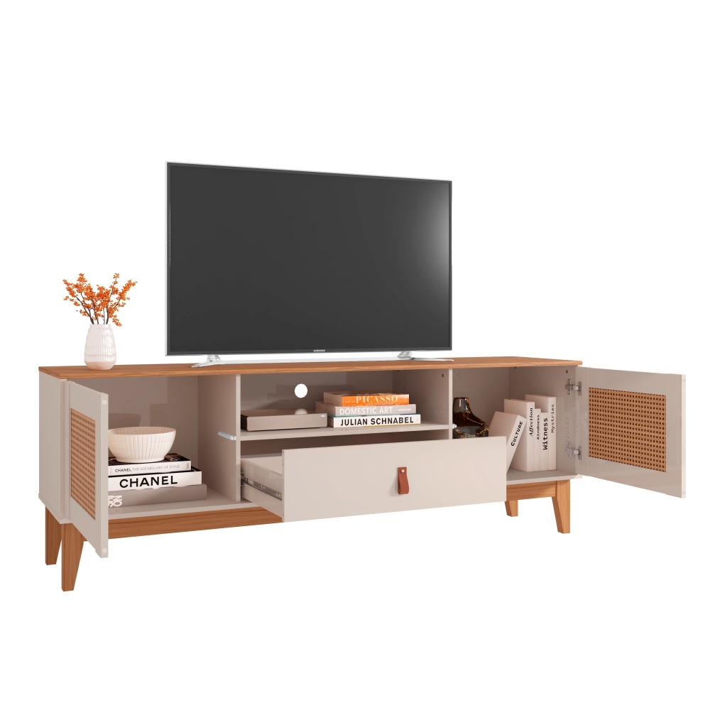 Rack para TV Havertz com Pintura Efeito Palha Off White/Noce