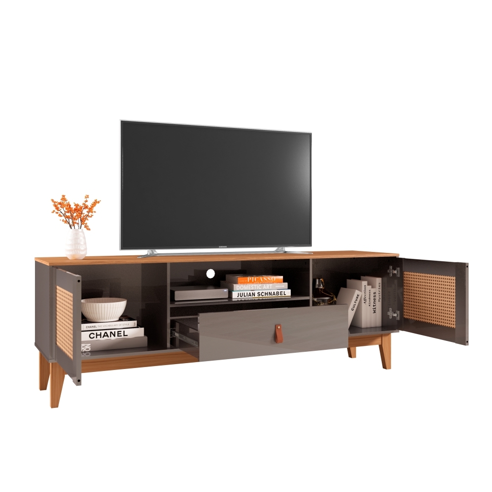 Rack para TV Isabela 1.6 Pintura Palha Cinza/Noce