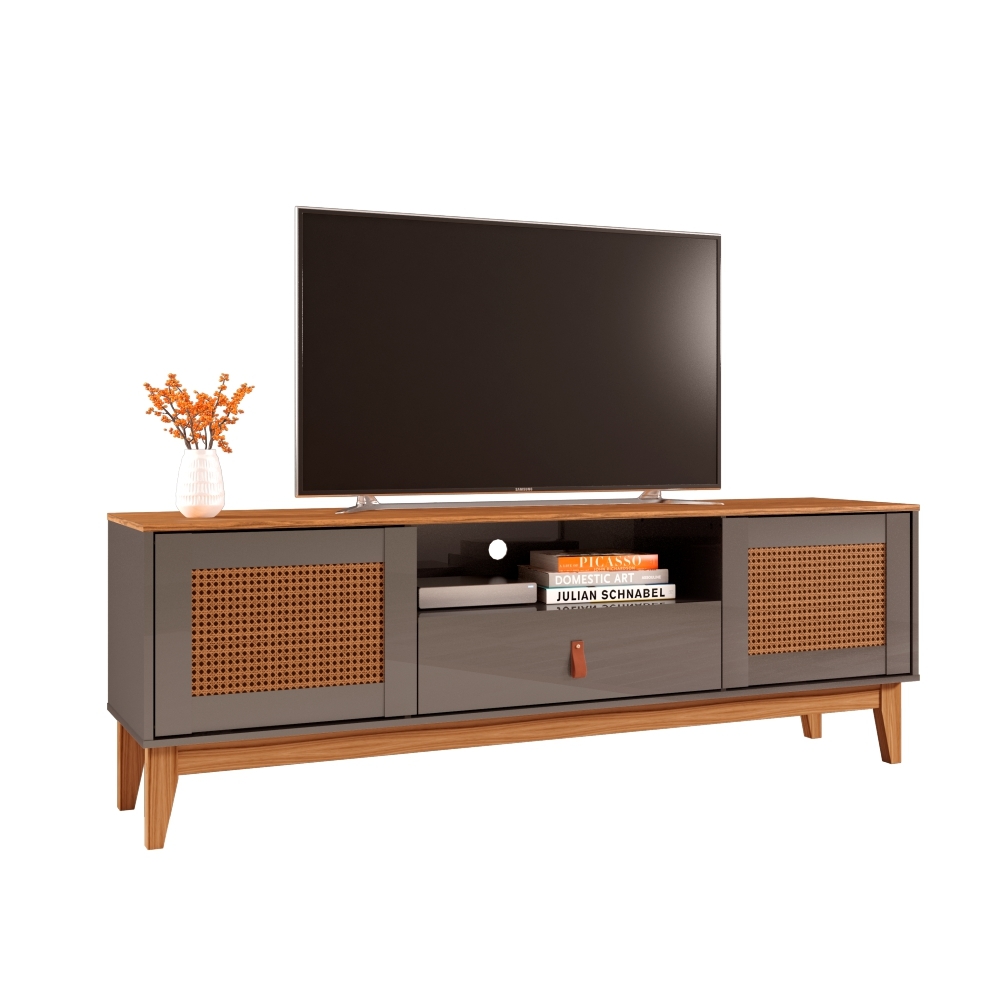 Rack para TV Isabela 1.6 Pintura Palha Cinza/Noce