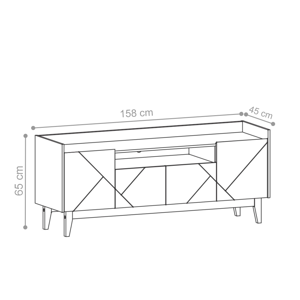 Rack para TV Jayce Detalhe Frisado Cinza Noce