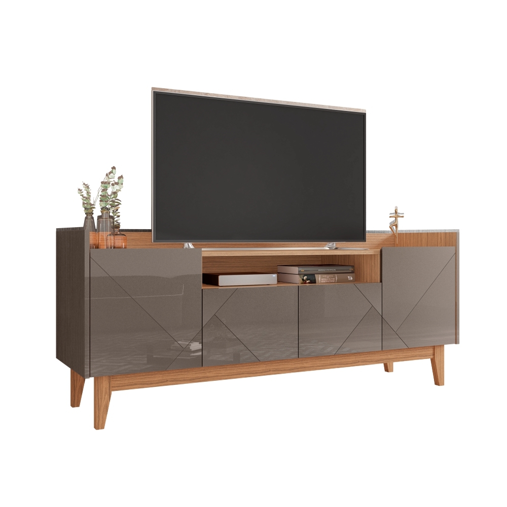 Rack para TV Jayce Detalhe Frisado Cinza Noce
