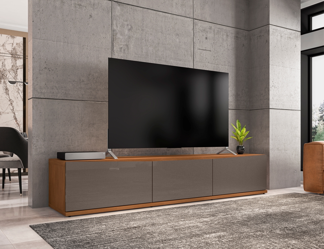 Rack para TV Mônaco com Gaveta Cinza Perola Noce