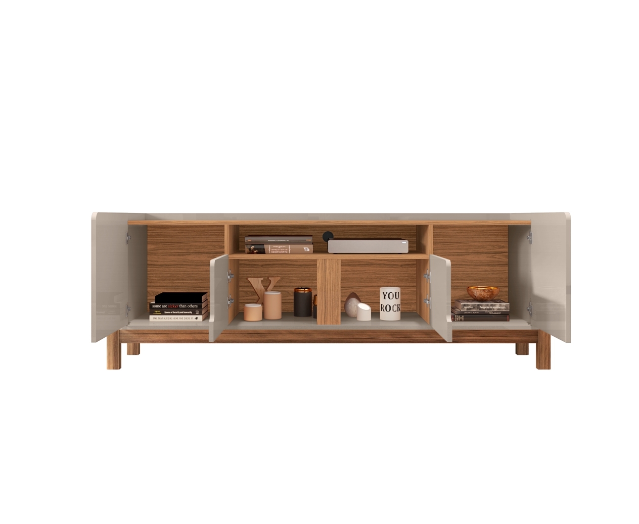 Rack para TV Sue Off White Cedro 4 Portas