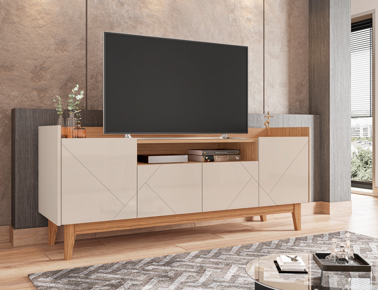Rack para TV Viktor Off White Noce