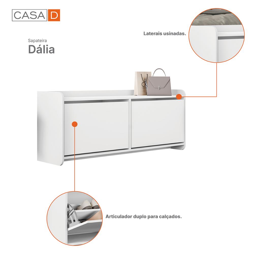 Sapateira Banco Dalia Quarto com 2 Porta Basculante Branco