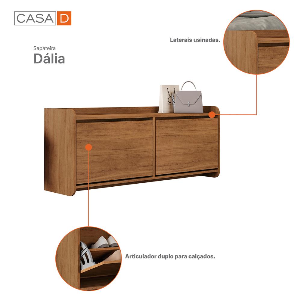Sapateira Banco Dalia Quarto com 2 Porta Basculante Cedro