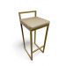 Banqueta Alta Industrial Cozinha Bar Balcão Bistrô Quadro Estofado Bege Metalon Dourado. 75cm