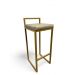 Banqueta Alta Industrial Cozinha Bar Balcão Bistrô Quadro Estofado Bege Metalon Dourado. 75cm