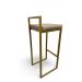 Banqueta Alta Industrial Cozinha Bar Balcão Bistrô Quadro Estofado Bege Metalon Dourado. 75cm