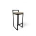 Banqueta Alta Industrial Cozinha Bar Balcão Bistrô Quadro Estofado Bege Metalon Preto. 75cm