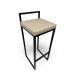 Banqueta Alta Industrial Cozinha Bar Balcão Bistrô Quadro Estofado Bege Metalon Preto. 75cm