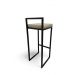 Banqueta Alta Industrial Cozinha Bar Balcão Bistrô Quadro Estofado Bege Metalon Preto. 75cm