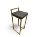 Banqueta Alta Industrial Cozinha Bar Balcão Bistrô Quadro Estofado Cinza Metalon Dourado. 75cm