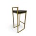 Banqueta Alta Industrial Cozinha Bar Balcão Bistrô Quadro Estofado Cinza Metalon Dourado. 75cm