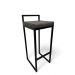 Banqueta Alta Industrial Cozinha Bar Balcão Bistrô Quadro Estofado Cinza Metalon Preto. 75cm