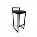 Banqueta Alta Industrial Cozinha Bar Balcão Bistrô Quadro Estofado Preto Metalon Preto. 75cm