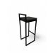 Banqueta Alta Industrial Cozinha Bar Balcão Bistrô Quadro Estofado Preto Metalon Preto. 75cm