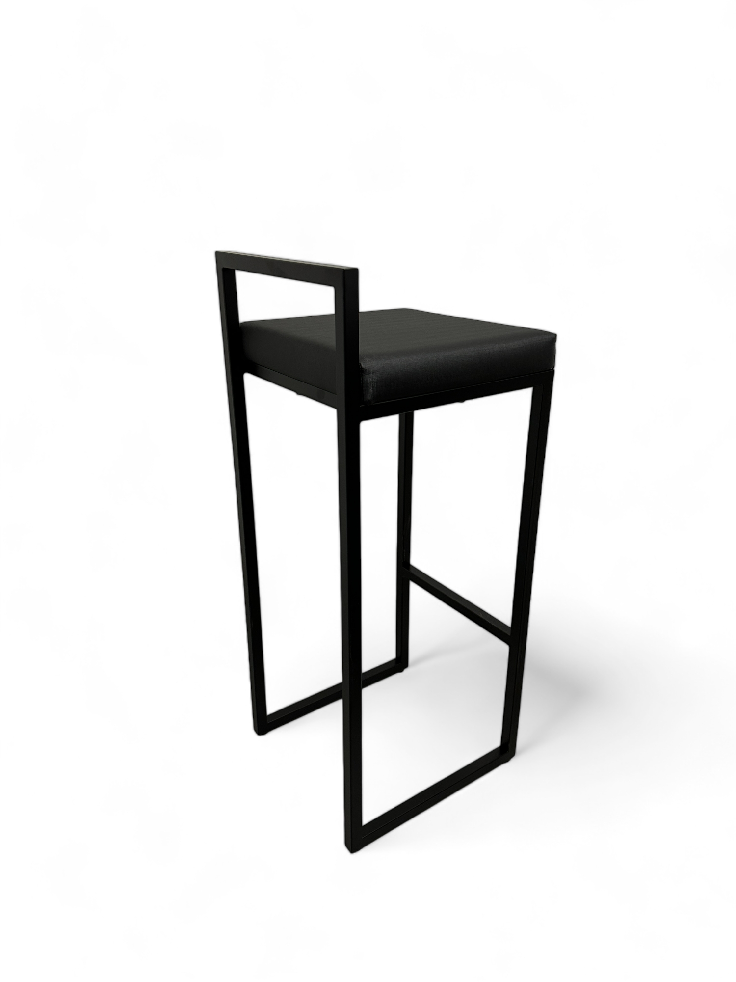 Banqueta Alta Industrial Cozinha Bar Balcão Bistrô Quadro Estofado Preto Metalon Preto. 75cm