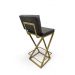 Banqueta Alta Industrial Cozinha Bar Balcão Bistro Zenite com Encosto Cinza Metalon Dourado. 75cm