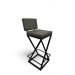 Banqueta Alta Industrial Cozinha Bar Balcão Bistro Zenite com Encosto Cinza Metalon Preto. 65cm