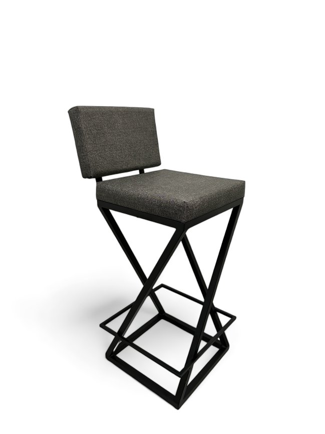 Banqueta Alta Industrial Cozinha Bar Balcão Bistro Zenite com Encosto Cinza Metalon Preto. 65cm