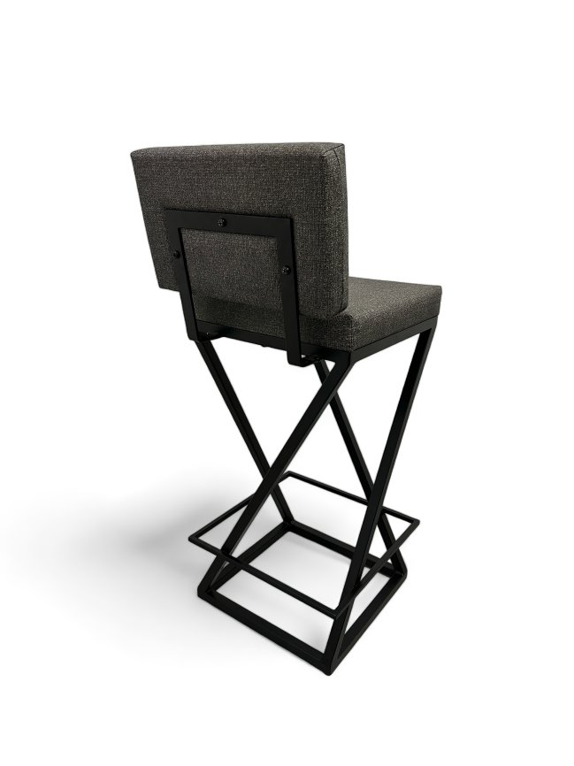 Banqueta Alta Industrial Cozinha Bar Balcão Bistro Zenite com Encosto Cinza Metalon Preto. 65cm