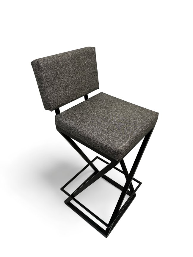 Banqueta Alta Industrial Cozinha Bar Balcão Bistro Zenite com Encosto Cinza Metalon Preto. 75cm
