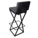 Banqueta Alta Industrial Cozinha Bar Balcão Bistro Zenite com Encosto Preto Metalon Preto. 75cm