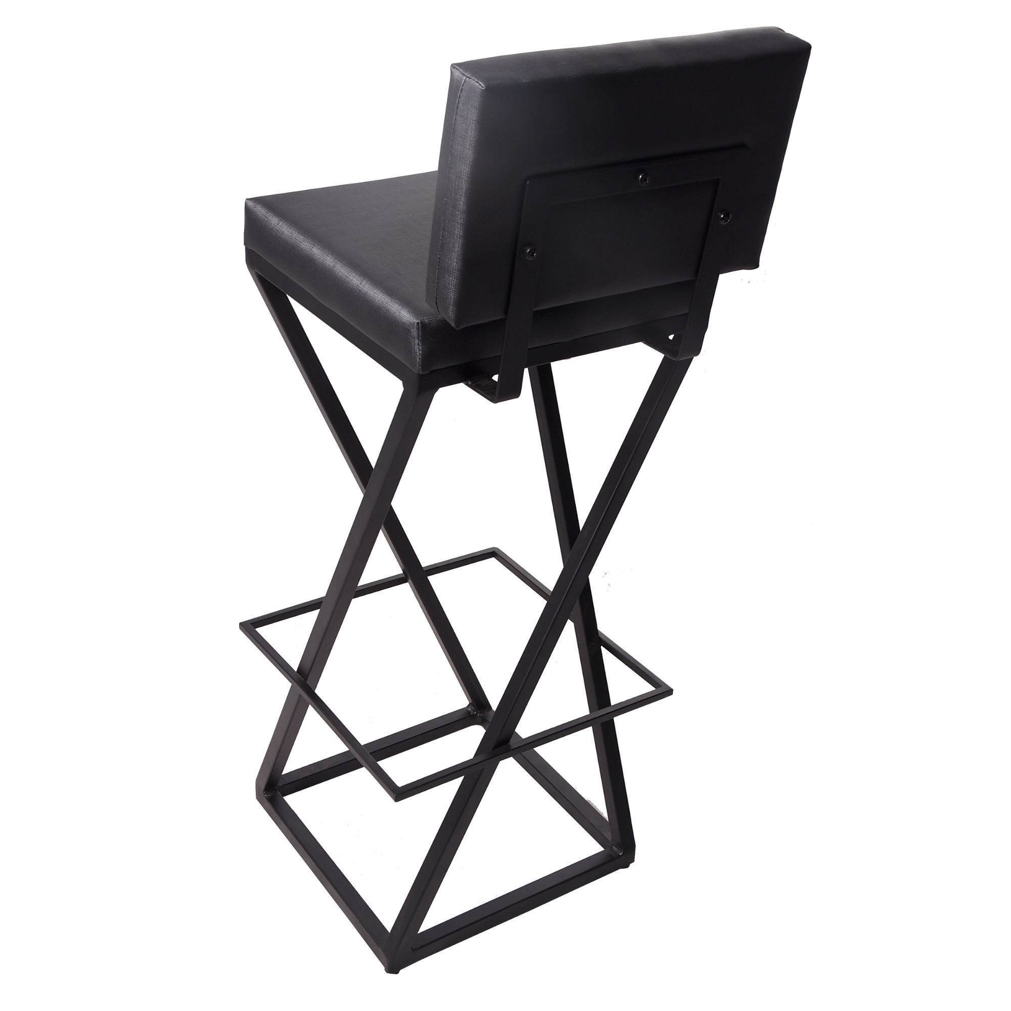 Banqueta Alta Industrial Cozinha Bar Balcão Bistro Zenite com Encosto Preto Metalon Preto. 75cm