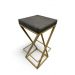 Banqueta Alta Industrial Cozinha Bar Balcão Bistro Zenite sem Encosto Cinza Metalon Dourado. 75cm