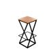 Banqueta Alta Industrial Cozinha Bar Balcão Bistro Zenite sem Encosto Madeira Metalon Preto. 62cm