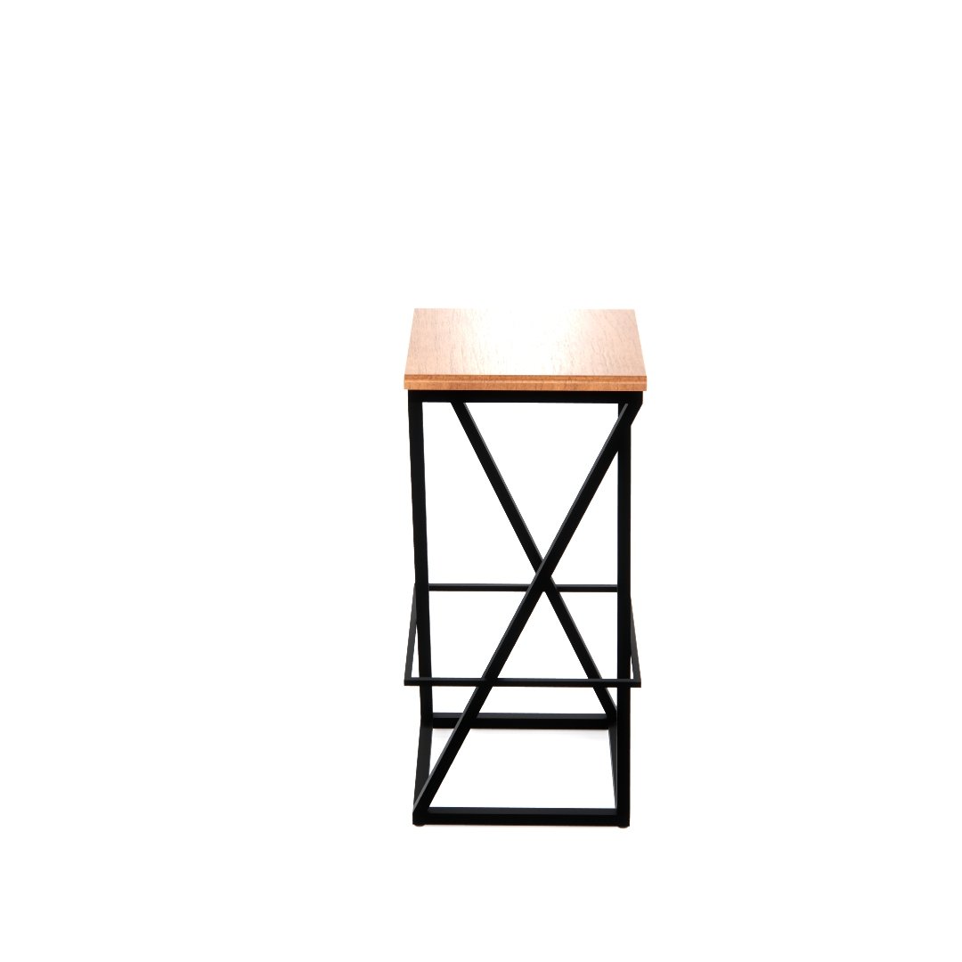 Banqueta Alta Industrial Cozinha Bar Balcão Bistro Zenite sem Encosto Madeira Metalon Preto. 72cm