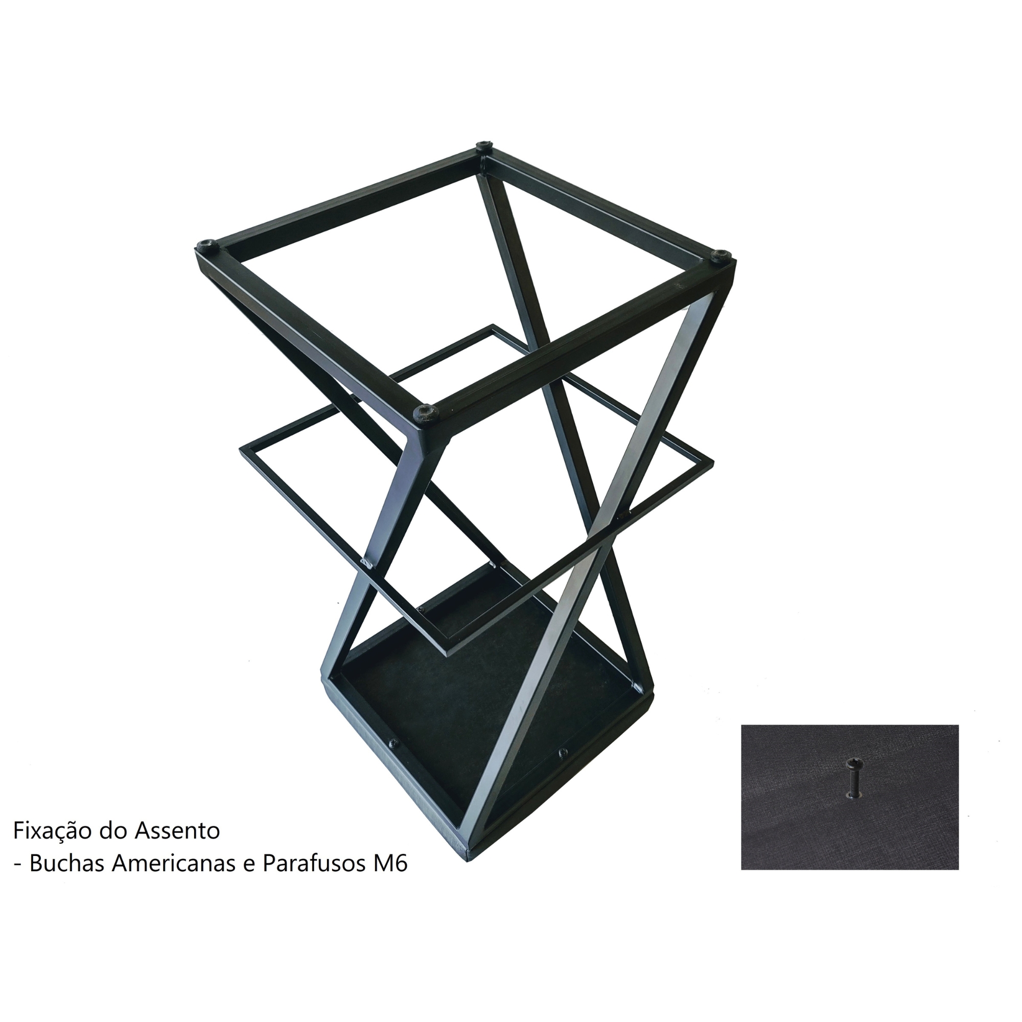 Banqueta Alta Industrial Cozinha Bar Balcão Bistro Zenite sem Encosto Preto Metalon Preto 65cm