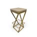 Banqueta Alta Industrial Cozinha Bar Balcão Bistro Zenite sem Encosto, estofado Bege Metalon Dourado.75cm