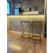 Banqueta Alta Industrial Cozinha Bar Balcão Bistro Zenite sem Encosto, estofado Bege Metalon Dourado.75cm