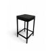 Banqueta Industrial Cozinha Bar Balcão Bistrô Quadro Estofado Preto Metalon Preto. 75cm