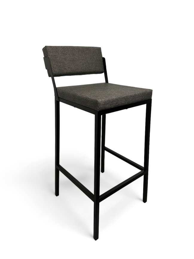 Banqueta Média Estofado para Cozinha Americana Bancada Bar Ilha Prisma 65cm.