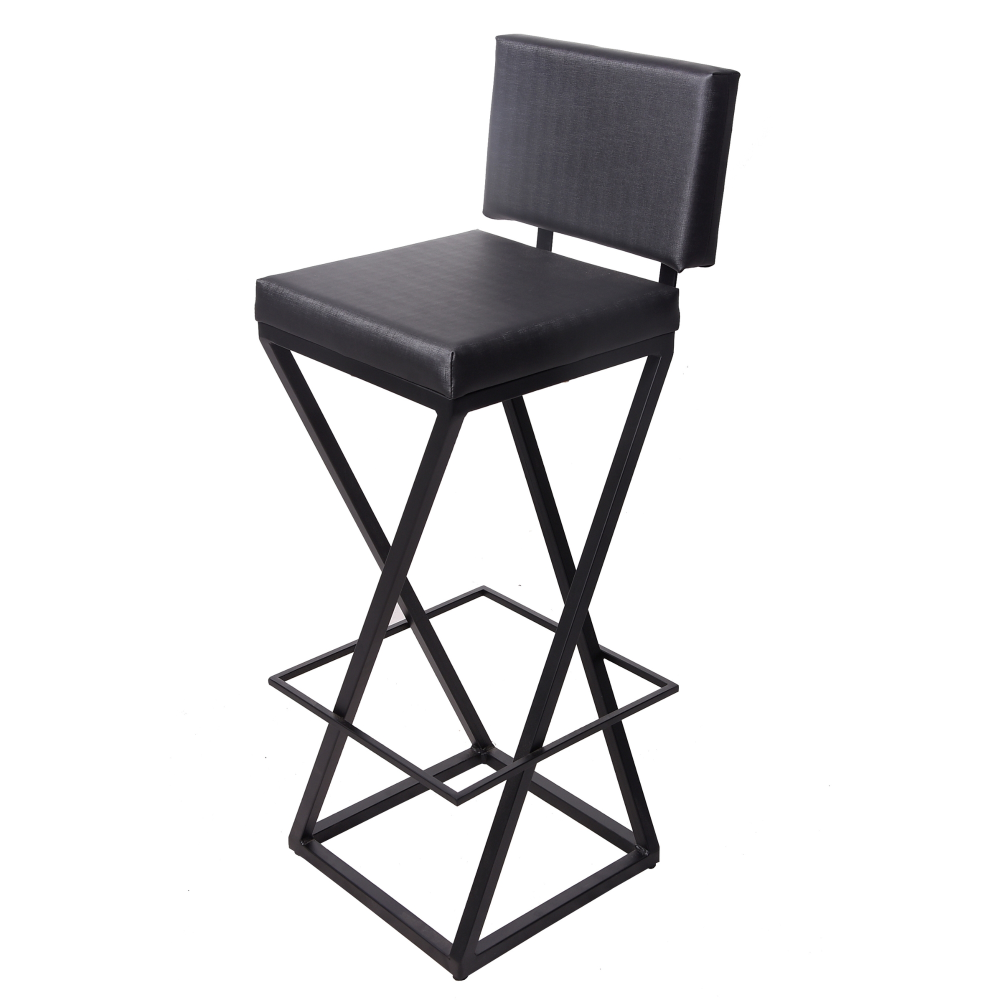 Banqueta Média Industrial Cozinha Bar Balcão Bistro Zenite com Encosto Metalon Preto 65cm