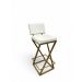 Banqueta Media Industrial Cozinha Bar Balcão Bistro Zenite com Encosto Branco Metalon Dourado. 65cm
