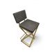 Banqueta Media Industrial Cozinha Bar Balcão Bistro Zenite com Encosto Cinza Metalon Dourado. 65cm