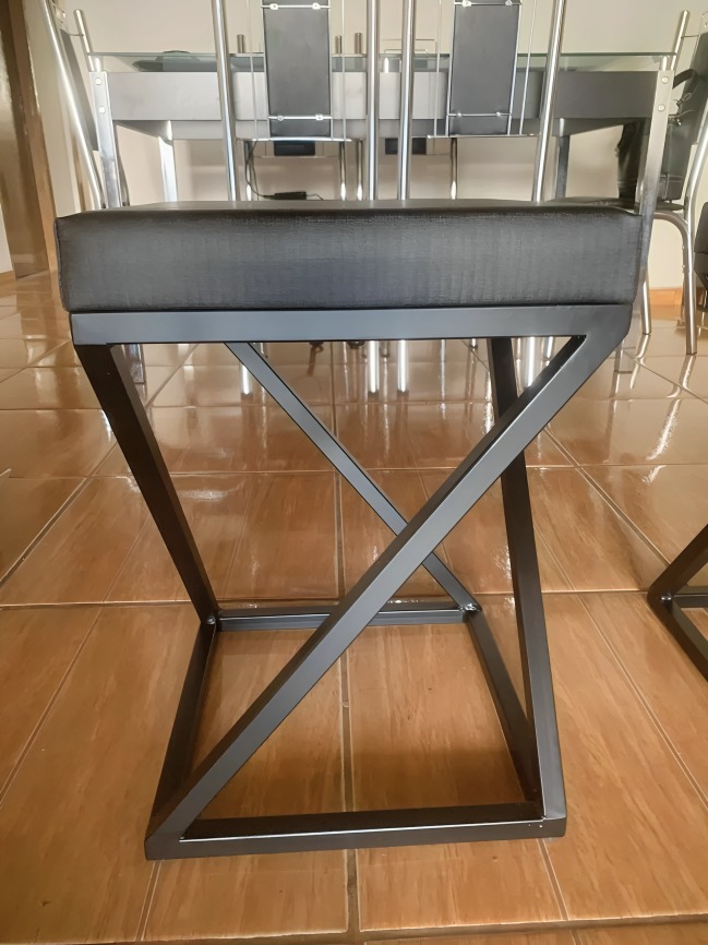 Banquinho Industrial Zênite Estofado - Preto - 47cm (Cozinha Bar Bistro)