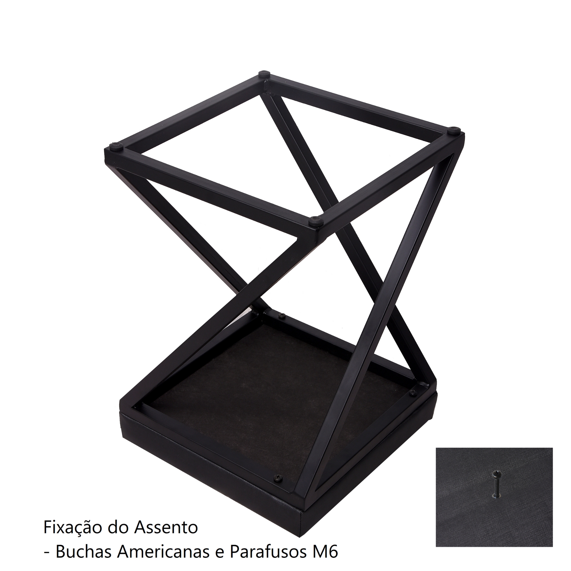 Banquinho Industrial Zênite Estofado - Preto - 47cm (Cozinha Bar Bistro)