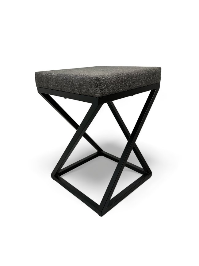 Banquinho Industrial Zênite Estofado - Preto e Cinza - 47cm (Cozinha Bar Bistro)