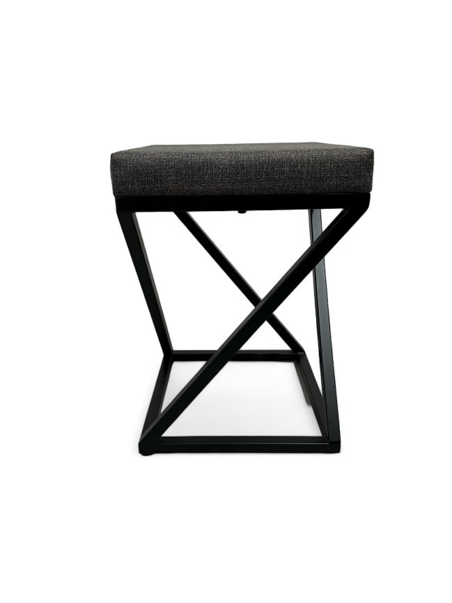 Banquinho Industrial Zênite Estofado - Preto e Cinza - 47cm (Cozinha Bar Bistro)