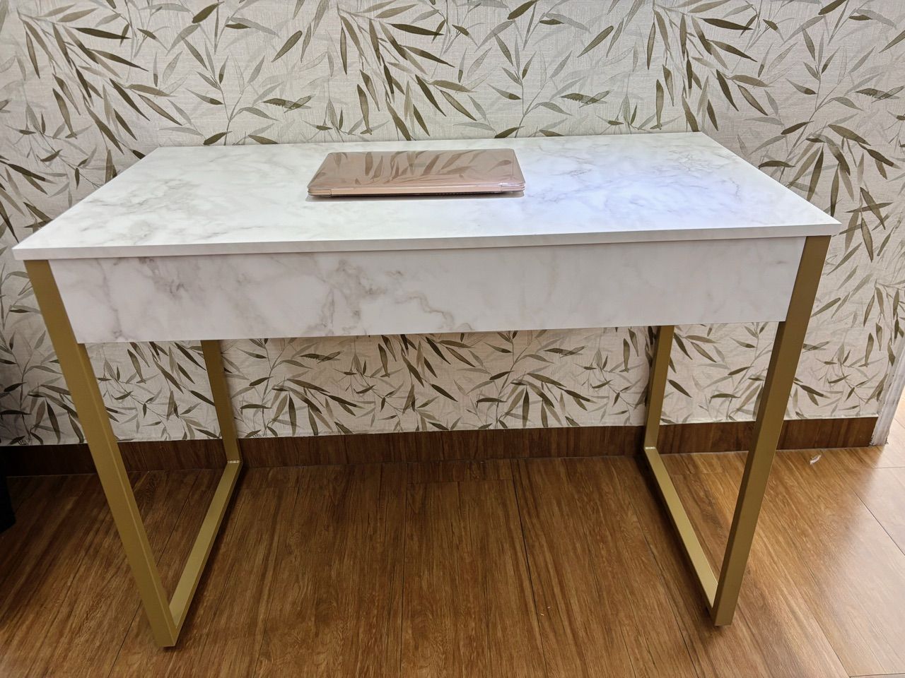 Mesa Escrivaninha Industrial Home Office Metalon Dourado