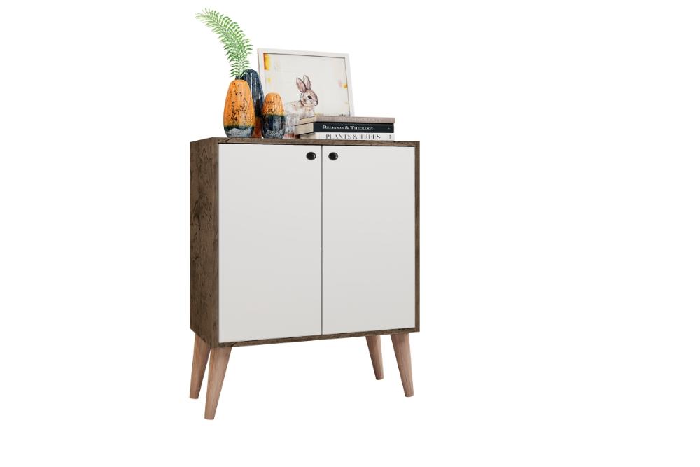 Aparador Buffet 2 Portas Equador Castani com Branco Casa Mobilia