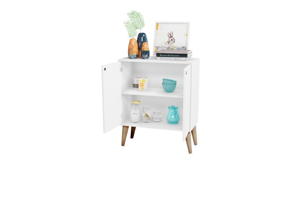 Aparador Buffet 2 Portas Equador Castani com Branco Casa Mobilia