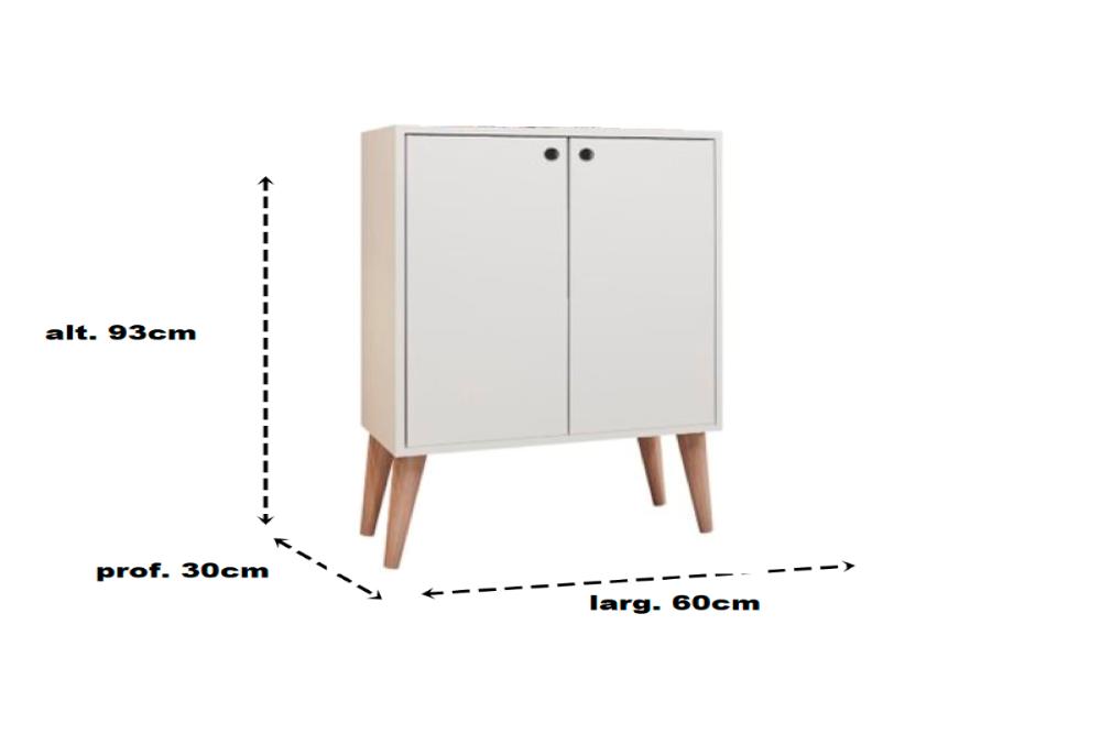 Aparador Buffet 2 Portas Equador Castani com Branco Casa Mobilia